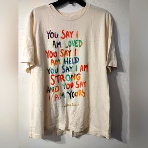 Lauren Daigle women's shirt 2x off white in color w/multi colored letters